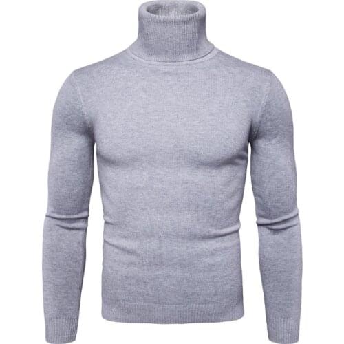 New Autumn Turtleneck Sweaters Men Casual Knitted Pullovers Winter Slim Fit Solid Color Knitwear Fashion Sweater Male