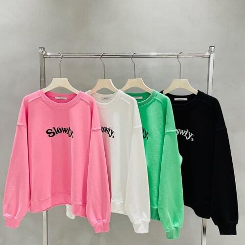 New Fashion Womens Cotton Hoodies Crew Neck Bat Sleeve Pullover Letter Print Sweatshirts Casual Female Tops Polerones De Mujer