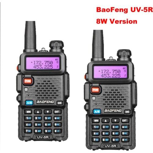 New Baofeng UV-5R 8W Walkie Talkie Upgrade 5R High Power Portable Two Way Radio Dual band VHF UHF 136-174/400-520 ham FM 2 pcs