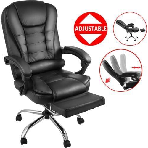 Office Chair Computer Chair Height Adjustable Freely Rotatable High Back Leather Executive with Footstool