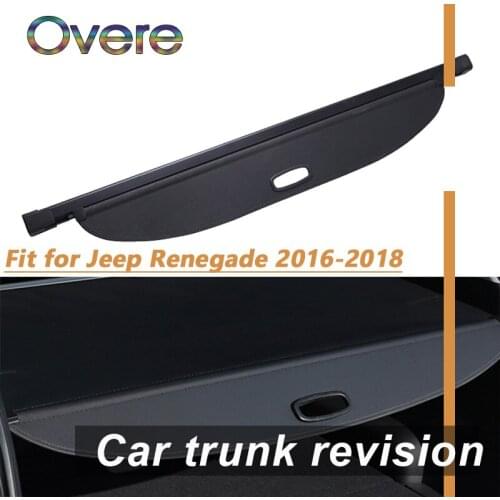 Overe 1Set Car Rear Trunk Cargo Cover For Jeep Renegade 2016 2017 2018 Car-styling Black Security Shield Shade Auto accessories