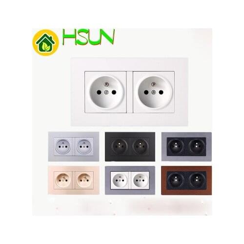 146 type France Socket 4 hole panel 16A Wall switch Power Supply European socket White gold stainless steel Champagne gold