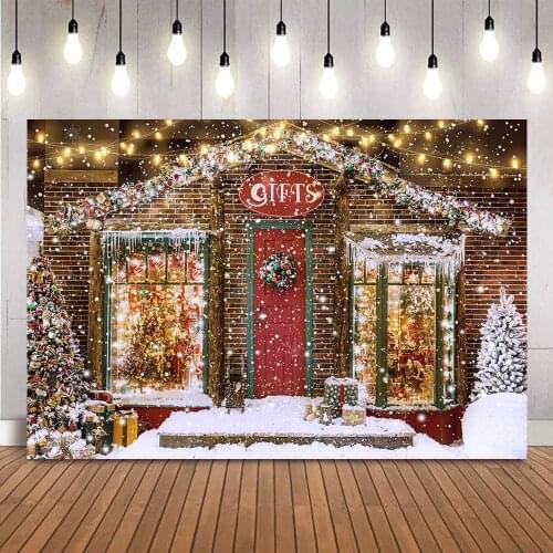 Gifts Shop Store Christmas house outdoor backdrop for photography winter snow portrait kids newborn photography background