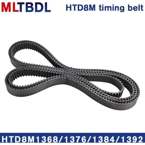 Rubber synchronous belt HTD8M 1368 1376 1384 1392 pitch=8mm arc tooth industrial transmission toothed belt width15/20/30/40