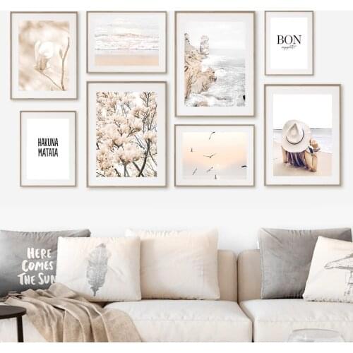 Self-adhesive Wall Stickers Beach Begonia Flowers Wall Art Wallpapers Painting Nordic Posters Prints Wall Pictures Room Decor