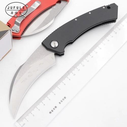 JUFULE 2019 MT Hawk Mark 204P blade aluminum handle camping survival outdoor fruit EDC hunting tool Utility potato Folding knife