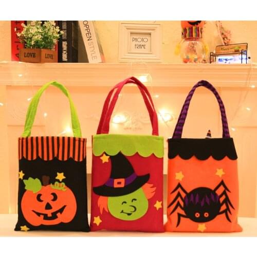 Halloween Bag Pumpkin Hand candy bag Spider Web Snack Trick Kids Pumpkin Box Storage Pocket Pouch Buckets Home Party Halloween