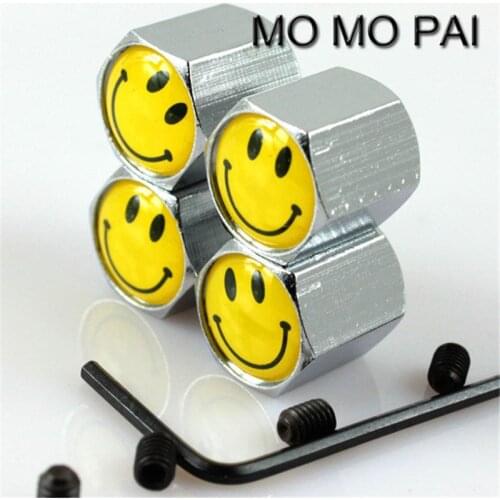 Theftproof Stainless Steel 4PCS Car Wheel Tire Valves Stem Air smile FIT FOR VW BMW AUDI TOYOTA