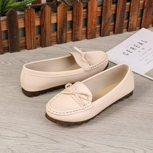 2021Genuine Leather Flats Casual Slip On Loafers Woman Shoes Comfortable Soft Bottom Flat Shoes Vintage Style Woman Footwear