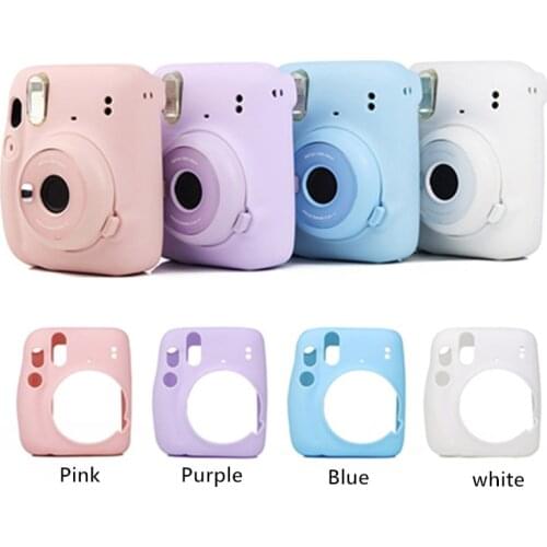 High Quality Carrying Bag For Fujifilm instax Mini 11 Film Instant Camera Pure Color Soft Silicone Protective Camera Case Cover