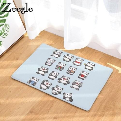 Zeegle Panda Printed Funny Door Mats Entrance Mats Non-slip Bedroom Carpet Bedside Rug Absorbent Bathroom Bath Mats Corridor Rug