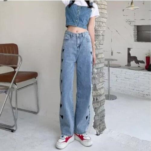 Woman Harajuku Jeans High Waist Wide Leg Denim Clothing Blue Streetwear Vintage Quality 2021 Fashion Straight Pants