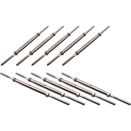 10 Sets Turnbuckle Hand Swage Tensioner For 1/8" Wire Rope Cable Railing Systems