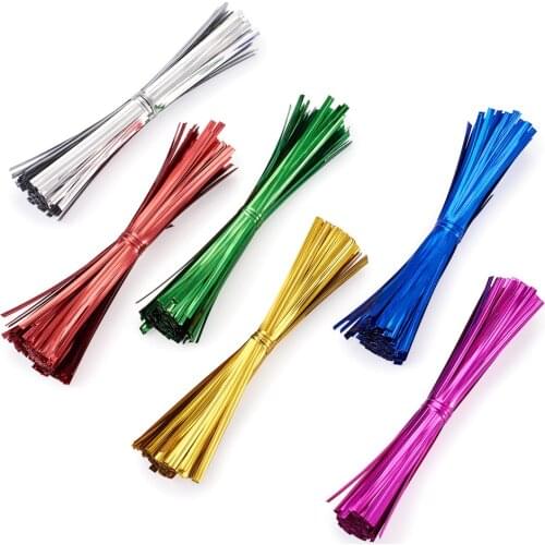 2400pcs/set Plastic Wire Twist Ties Mixed Color Bread Candy Bag Packaging Ties Lollipop Dessert Sealing Twist Tie with Iron Core