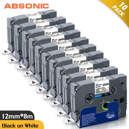 Black on White 12mm Security Tapes TZe SE3 tzeSE3 Laminated Label TZe-SE3 Printer Ribbon Compatible for Brother Ptouch Labeler