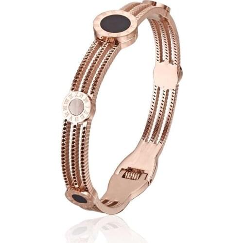 2020New Listing 316 Stainless Steel Rose Gold Bangle Spring Nickel Free Bracelets Fashion Stitching Personality Ladies Bracelet