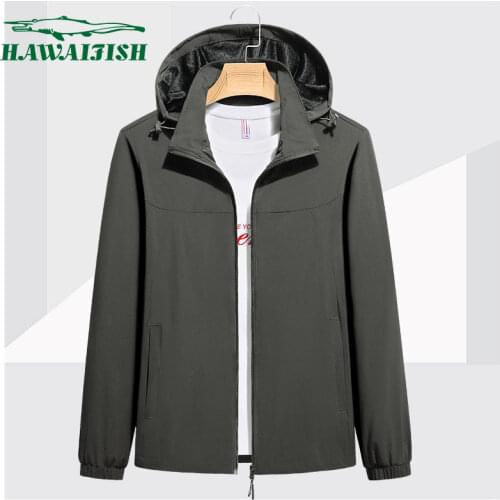 Hawaifish brand mens jacket solid hooded autumn outer wear high quality leisure sports windproof veste homme plus size 8XL