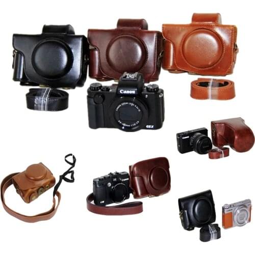 PU Camera Leather Case Cover For Canon Powershot G15 G16 G7X2 G7X3 SX720 SX730 SX740 HS G5X G9X G9X2 EOS M50 M5 M6 M50II
