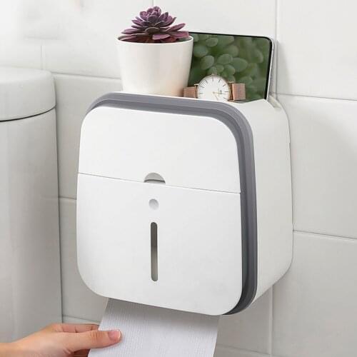 Double Layer Waterproof Roll Paper Towel Holder Punch Free Wall Mounted Strong Load-Bearing Tissue Box Racks Bathroom Product