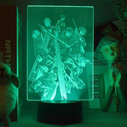 Shingeki No Kyojin Anime Figure Team 3D Picture Lamps Lava USB Led Night Lights RGB Neon Attack on Titan Manga Table Decoration