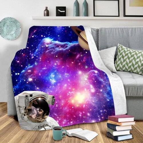 Galaxy Astronaut 3D Printed fleece blanket for Beds Hiking Picnic Thick Quilt Fashionable Bedspread Sherpa Throw Blanket 01