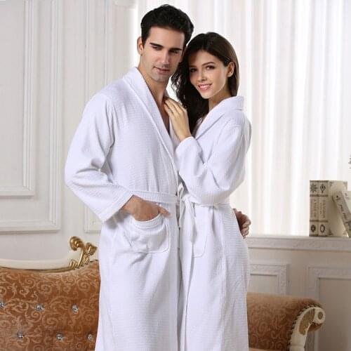 Lovers 100% Cotton Terry Bathrobe Men Women Solid Towel Sleepwear Long Bath Robe Kimono Femme Dressing Gown Bridesmaid Robes