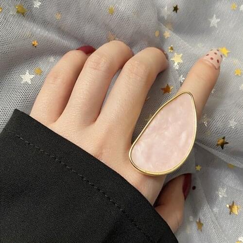 IFMIA Fashion Woman Rings Acetate Plate Adjustable Ring Oval Acrylic Resin Geometry Rings for Women Geometric Wedding Bands Ring