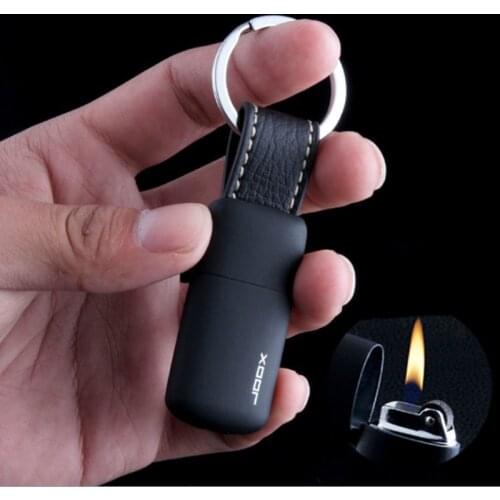 Classic Flint Grinding Wheel Gas Inflatable Lighter Creative Keychain Pendant Open Flame Portable Flashlight Smoking Gadgets