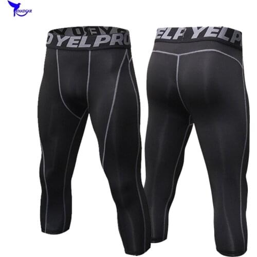 Compression Capri Running Pants Men Gym Fitness Jogging Leggings Stretch Bodybuilding Crossfit Trousers Quick Dry Cropped Tights