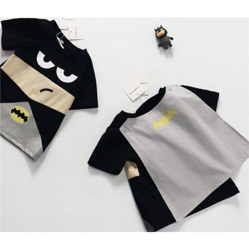 Tonytaobaby Summer Wear New Boys and Girls Three-dimensional Cartoon Style T-shirt Short-sleeved Top with Cape