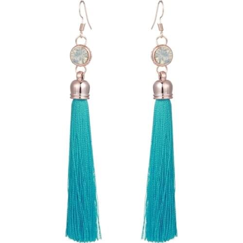LOVBEAFAS Ethnic Fringe Tassel Long Drop Earrings Women Boho Crystal Boucles Brinco Dangle Earings Fashion Jewelry Bijoux Femme