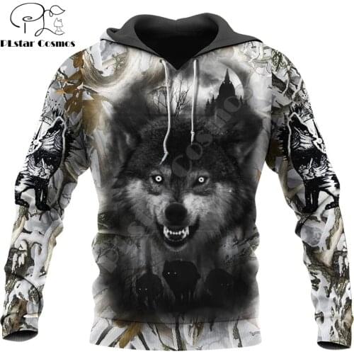 Wolf Hunting 3D All Over Printed Men Hoodie Unisex Deluxe Hoodies Zip Pullover Casual Jacket Tracksuit KJ389