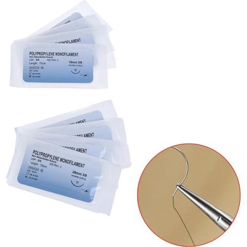 12Pc Monofilament Thread Suture Practice Kit Polypropylene Medical Needle Suture