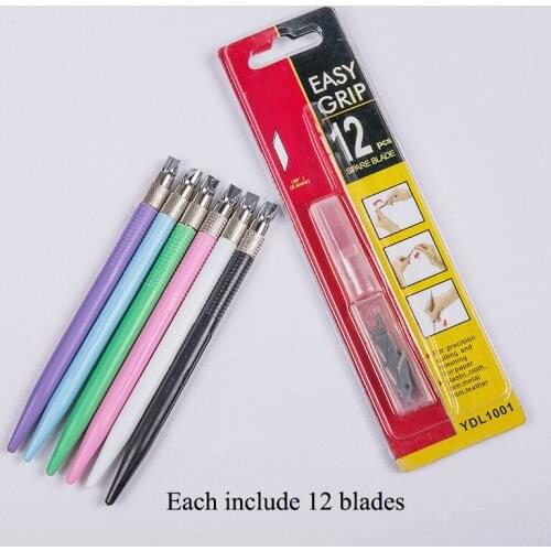 10pcs/lot 30° Pen Cutter Rubber Carving Knife Set Paper-cut Film Carving Model Making Tool Carving Utility Knife with 12 Blades