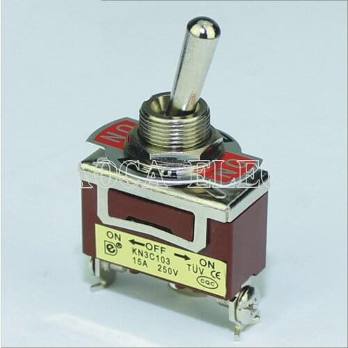 20PCS KN3C-103 Single Pole 3 Pin ON-OFF-ON Medium Toggle Switch 15A 250VAC With Screw Terminal