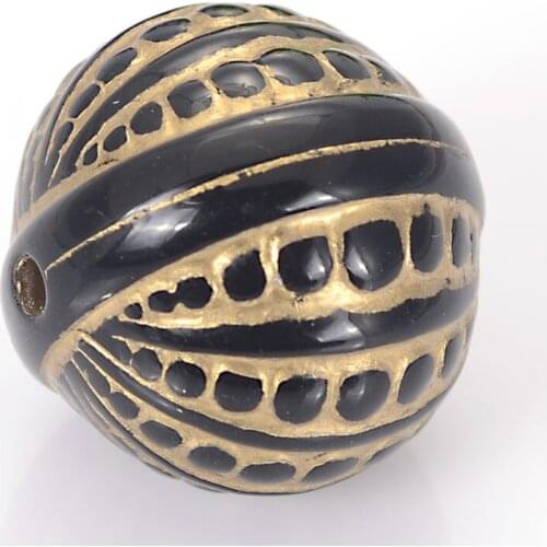 Wholesale 18mm Stripe Round Acrylic Antique Design Beads For Women Diy Bracelet Bangle Jewelry Making Accessories
