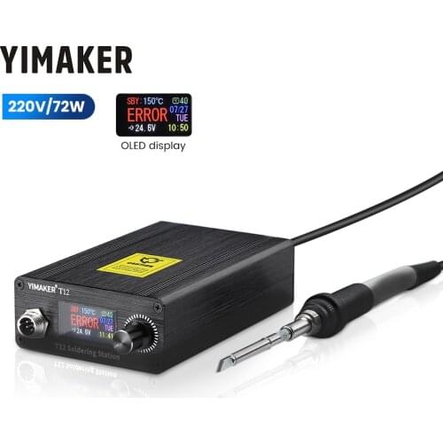 AC 110V 220V OLED T12 Digital Soldering Iron Station Temperature Controller 72W With EU Plug + T12 Handle + T12-K Tip New