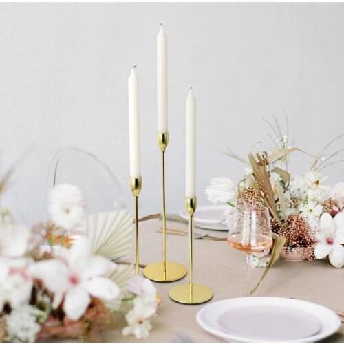 Candle Holders Set of 3 for Taper Candles Modern Decorative Centerpiece Candlestick Holder for Wedding Dinning Party Rose Gold