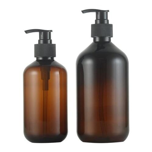 300ML 500ML X 10 Empty Shampoo Lotion Pump Bottle Amber Plastic Bottles With Dispenser Washing PET Container For Liquid Soap