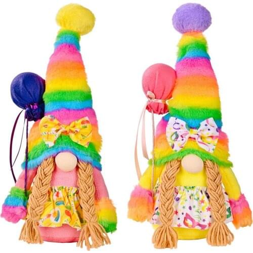 Rainbow Cap Gnome Birthday Gift Faceless Doll Cute Handmade Plush Dwarf Rudolph Doll Girls Gifts Home Decoration Ornament
