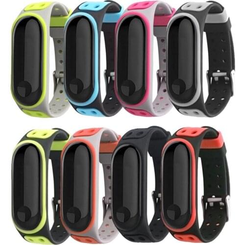 Bracelet Strap For Xiaomi Mi Band 4 strap silicone double color Double-breasted wristband For Xiaomi mi band 3 Strap accessories
