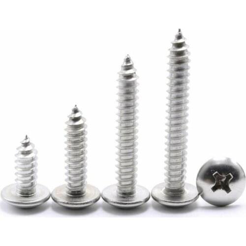 20PCS M3 M4 M5*6/8/10/12/16/20/25/30/35/40 mm 304 stainless steel self-tapping screws big mushroom flat head wood bolt