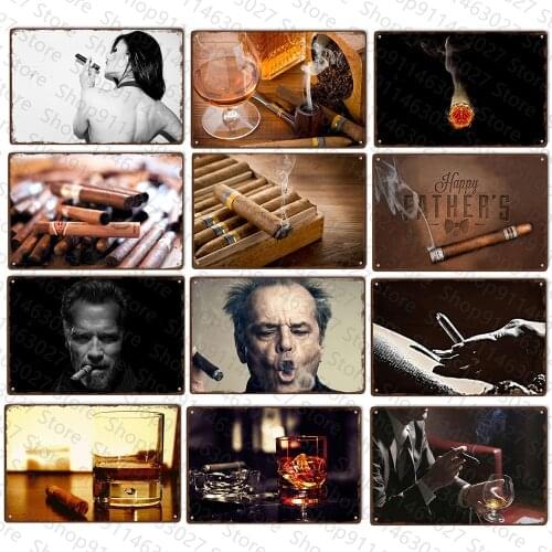 Cigar Vintage Sign Metal Plaque Tin Sign Plate Wall Decor For Bar Club Man Cave Art Painting Poster