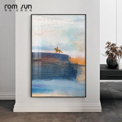 Modern Abstract Landscape Canvas Poster Gold Foil Horse Wall Art Print Wall Picture for Living Room Porch Home Decor Cuadros