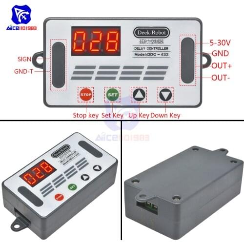 DC 5 -30V Trigger Cycle Timer Delay Relay 3 Bit LED Digit Tube 4 Switch Button Dual MOS Delay Microcontroller with Case for Car