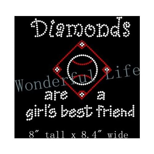 YX Free shipping hot fix rhinestone motif designs Diamonds are a Girls Best Friend Softball RHINESTONE