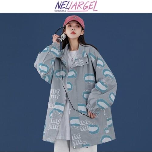 NELLARGEL Women Harajuku Vintage Korean Fashion Jacket 2021 Winter Y2k Varsity Kawaii Jacket Girl Streetwear Causal Tweed Jacket