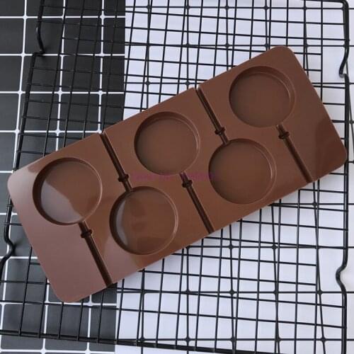 100pcs 5 Hole Large Round Silicone Chocolate Mold Shallow Cylinder Cake DIY Handmade Silicone Large Round Candy Mold Baking Mold