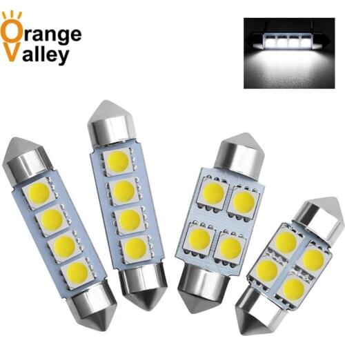 100pcs Festoon 31mm 36mm 39mm 41mm 3 LED 5050 4 SMD C5W Car Auto Interior Dome Reading Map Door Lights Lamp Bulb DC12V