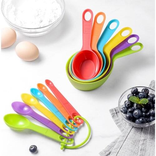 12-Piece Color PP Plastic Measuring Cup And Spoon Set With Scale High Temperature Resistance Kitchen DIY Baking Creative Cools
